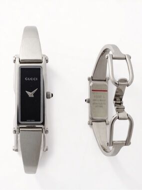 GUCCI G -Frame Horse-bit Bangle Stainless Swiss Watch 1500 L Series Authentic